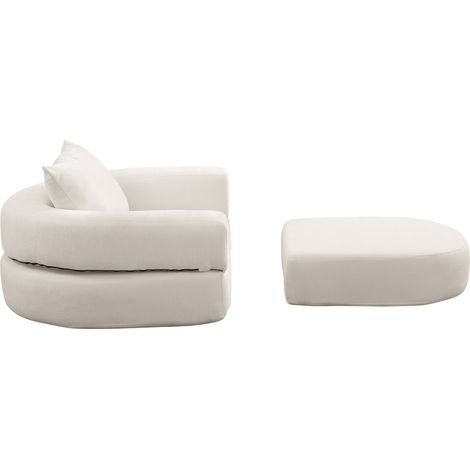 Canapé modulable d’angle en tissu beige, design minimaliste, assise large et confortable, ensemble sectionnel réversible pour salon, appartement et chambre CHICFURN (1/5)
