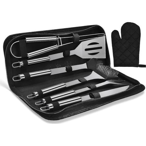 Ensemble d'ustensiles de barbecue, antirouille et durable, robuste et portable (ensemble de 7 pièces) (1/5)