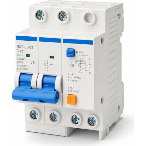 Disjoncteur différentiel 2P 32A courbe C 6kA EN61009