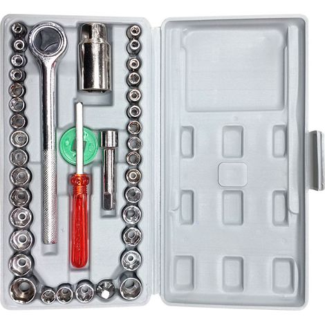 Coffret de 40 clés à douille pour réparation automobile, finition miroir, robuste et durable.