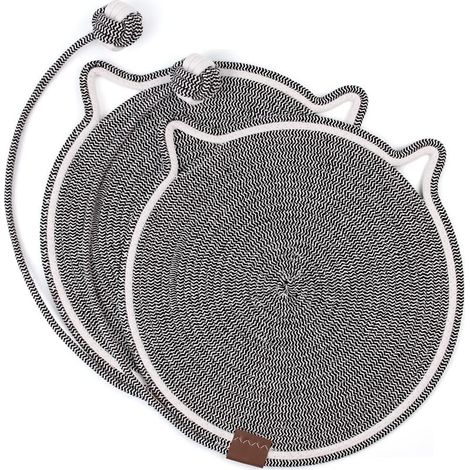 Cat scratching mat, 2-piece set, grey cat tree with ball toy, 42 cm long scratching board made of cotton rope, protects furniture and sofas, cat accessory (1/5)