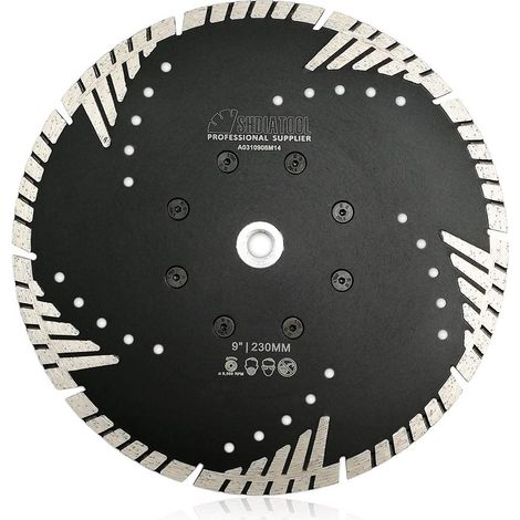 Disco de diamante ZOLGINAH de 230 mm x M14 Turbo con dientes protectores oblicuos para hormigón, ladrillo, baldosa, granito, mármol, mampostería (1/5)