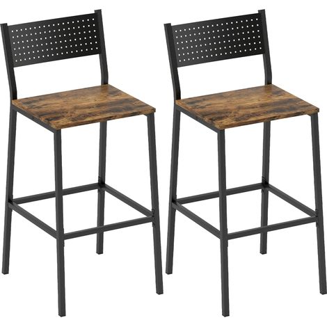 Pelès tabourets de bar industriels brun rustique et noir (1/4)