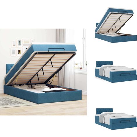 Cadre de lit ottoman avec matelas bleu foncé 120x200 cm velours - Cadre De Lit Ottoman - Cadres De Lit Ottoman - Cadre De Lit - Cadre De Lit Avec Rangement (1/5)