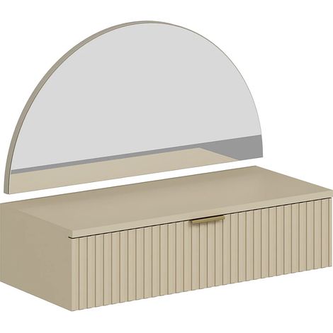 Toeletta sospesa con specchio e LED 1 cassetto Beige  - FRALYN (1/5)
