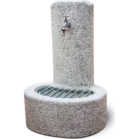 Fontana da Giardino Senza Rubinetto in Cemento Granulato di Marmo Biella Bianco/Nero (1/2)