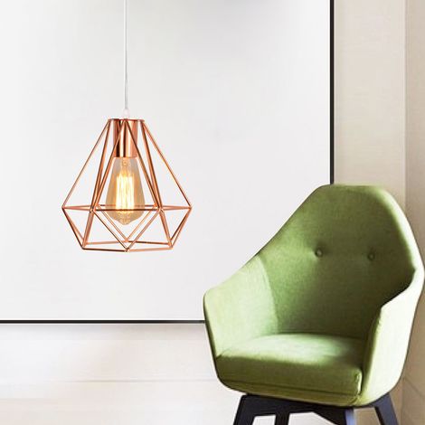 Lámpara de Techo Colgante Vintage de Metal, Iluminación de Suspensión Industrial Colgante de Luz E27 para Dormitorio Loft Restaurante Coffee Bar, Oro Rosa
