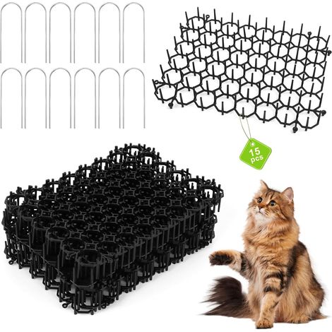 Lot de 15 Tapis Anti Chat, Pic Anti Chat 15 X 20 cm, en Plastique, Grilles Anti-épines Contre Les Chats Tapis Répulsif pour Chat avec Pointes, pour Le Jardin, Extérieur (1/5)