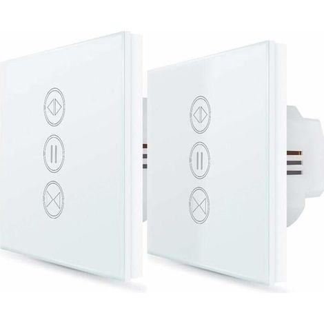 2x Interrupteur Volet Roulant Connecté, Ouverture Réglable, Commutateur Rideau Stores WiFi, kompatibel mit Alexa Google Home für Sprachbefehle, Minuterie Intelligent Moteur Mural-- (1/4)