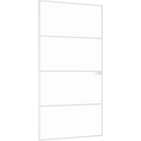vidaXL Porta Interna Bianca 102x201,5cm Vetro Temperato Alluminio Slim