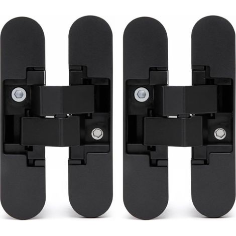 Lot de 2 charnières de porte cachées, pivotantes à 180 °, noires, 3 positions de réglage, pour porte invisible et silencieuse, noir, 110 x 25 mm (1/5)