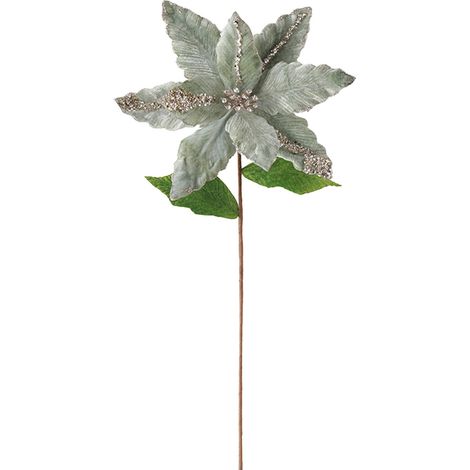 Fleur Artificielle De Noël - Tige En Fer Et Feuillage En Tissu - Décoration Pour Arbre De Noël Couronne Et Vase - 50x33 Cm - 1 Pièce (1/5)