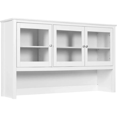 Pensile Vetrina Soggiorno Bianco Laccato 3 Ante in Vetro Legno MDF (1/5)