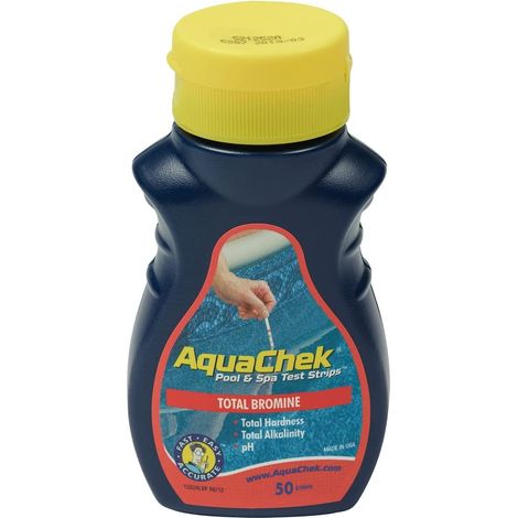 Testeur d'eau 4 en 1 pour piscine – Test pH, brome, alcalinité et dureté – 50 bandelettes – Utilisation facile et rapide – Aquachek