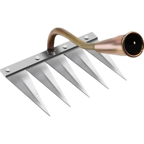 Rateau De Désherbage - Acier Trempé Haute Teneur En Carbone - Pour Jardinage Extérieur Et Entretien De Pelouse - 5 Dents - 1 Pièce (1/5)