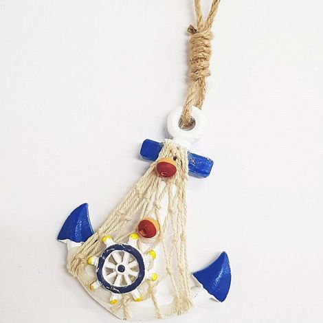 Vtizikl Appendino Parete Ancora Blu Bianco Shabby Stile Marino Segnaposto Bomboniera -