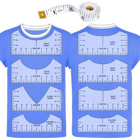 Règle d'alignement pour t-shirts (vinyle et presse à chaud) - Gabarit de centrage PVC - Kits adulte et enfant - Transparent (1/5)