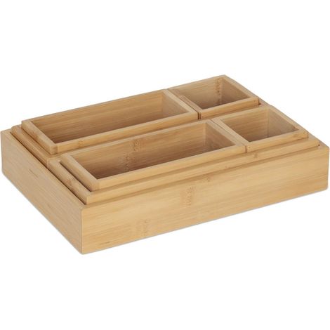Organizador de cajones de bambú, 7 piezas, varios tamaños (1/5)