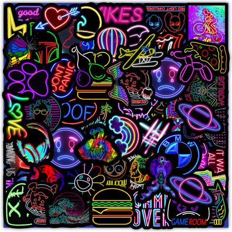 (1) 50 autocollants néon graffiti pour téléphone portable, ordinateur portable, gourde (1/5)