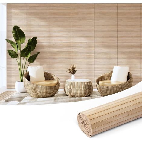 Panneau Mural en Bambou Naturel, Panneau Renouvelable Pour Décoration Murale Intérieure,Plafond,Meubles,Armoire,Bureau,30 x 244 cm,Carbonisé (1/5)