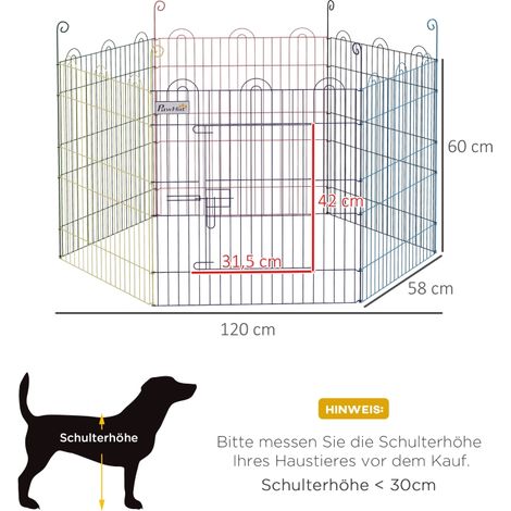 Parc modulable multicolore métal pour chiots verrouillable Ø120x60cm, enclos pliable polyvalent tous petits animaux domestiques (1/5)