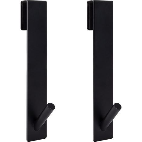 ganci per porta doccia, ganci portasciugamani in acciaio inossidabile, non richiedono foratura per porte doccia senza telaio per bagno (17,8 cm, nero) (1/5)
