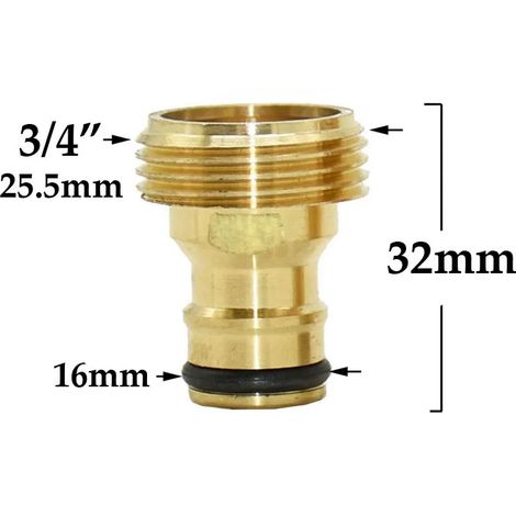 (C) Raccord rapide en laiton pour tuyau d'arrosage, filetage cuivre, 1/2'', 5/8'', 3/4'', 1'', avec arrêt d'eau et adaptateur pour pistolet d'arrosage. (1/5)