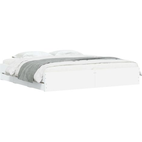 vidaXL Cadre de lit avec tiroirs sans matelas blanc 160x200 cm