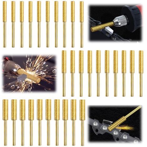 30 Piezas Gabarit Affutage Chaine de Tronconneuse, Diamant Affuteur Affuteuse de Chaine Tronçonneuse, Lime pour Chaine de Tronconneuse, 3 Tailles Différentes pour Tronçonneuse Affûter et Poncer (1/4)