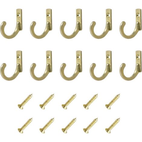 Set mit 10 Vintage-Wandhaken in Gelb mit Schrauben – Kleine Schraubhaken für Schüsseln, Schmuck, Taschen, Handtücher, Bad, Küche und mehr – Crezuo