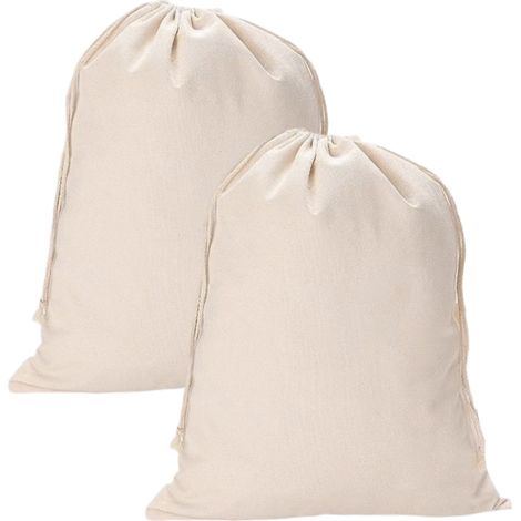 Lot de 3 sacs à linge premium en toile avec bandoulière, 48 x 80 cm (19 x 31 po) - Coton, très résistant, cordon de serrage avec bloque-cordon, lavable en machine, idéal pour les voyages (1/5)
