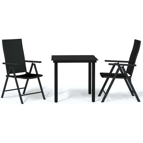 Set Mobili da Pranzo per Giardino 3 pz Salotto da Giardino Nero (1/5)