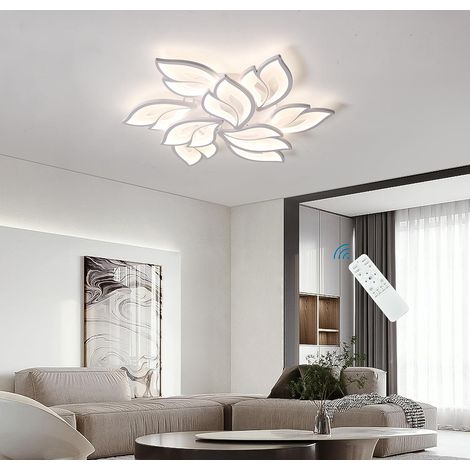 Modern LED Ceiling Light, Dimmable Flower Shape Flush Mount Ceiling Lamp Fixture, 75W Acrylic Petals Ceiling Chandelier Lighting for Living Room Bedroom (9-Head,3000-6000K,White)