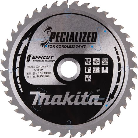 Makita Efficut TCT Saw Blade 165mm x 20mm 40T