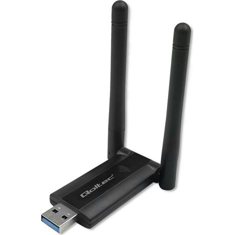 Adaptador Wi-Fi USB inalámbrico rápido Qoltec 2 x 2dBi  CA estándar  USB 3.0  1200Mbps (1/5)