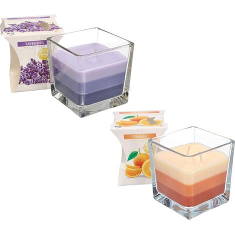 KOTARBAU Lot de 2 bougies parfumées à 2 mèches dans un verre de lavande + orange - Idée cadeau - Bougies décoratives - Durée de combustion jusqu'à 32 heures (1/5)