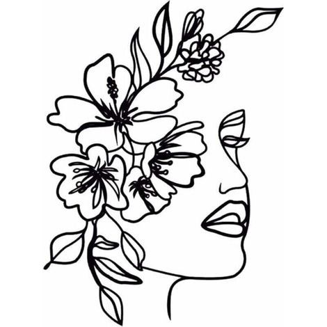 Art mural abstrait en métal pour femme - Silhouette minimaliste - Peinture décorative en fer forgé - Décoration murale Noir 30x40.4cm (1/5)