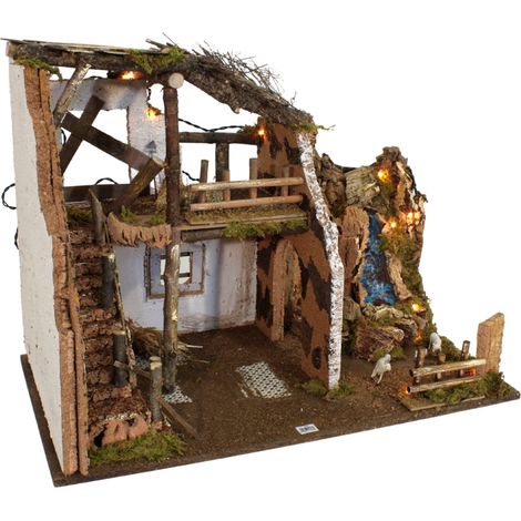Capanna per Presepe con Cascata e Luci 76x40 cm 11623 (1/5)