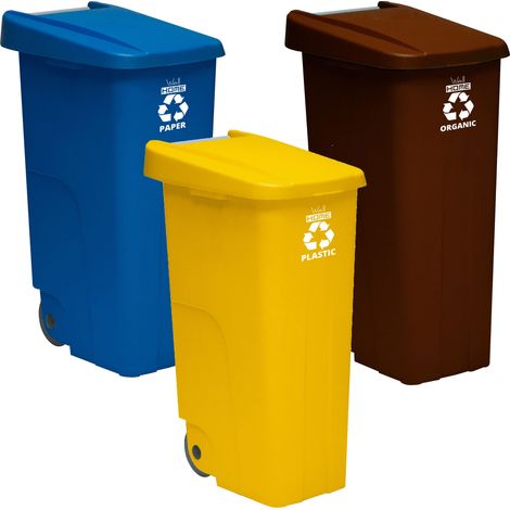 WellHome Pack Cubos de reciclaje de 110L c/u en colores - 3 contenedores