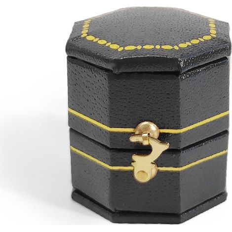 Vintage-Ringbox, Schmuckaufbewahrungsbox, Aufbewahrungsbox aus PU-Leder (schwarz) (1/5)