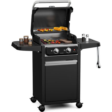 Blumfeldt ElectricPro Barbecue Électrique 3000 W - BBQ Polyvalent Extérieur, Chauffage Rapide 100-330°C, Grilles en Fonte, Tables Latérales Pliables, Thermomètre Intégré, Rangement Pratique (1/5)