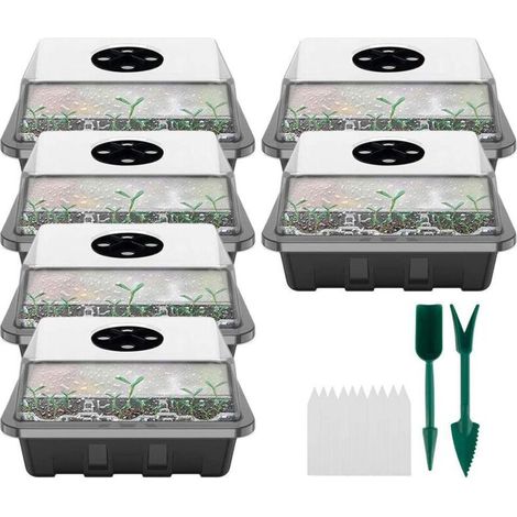Boîte de propagation 12 cellules avec couvercle et ventilation - Serre d'intérieur mini pour semis et boutures
