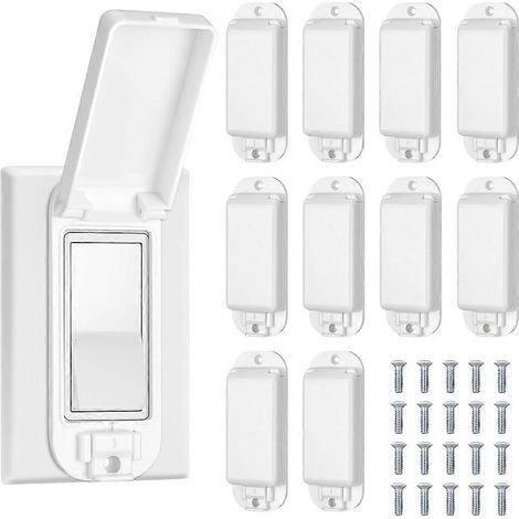 Lot de 10 cache-interrupteurs muraux de protection pour interrupteurs à bascule, protègent les ampoules et les circuits (blanc). (1/5)