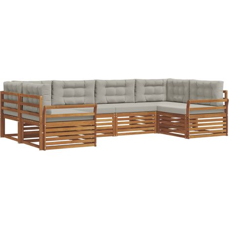 Conjunto de sofás de exterior 6 uds. Gris Natural y Claro vidaXL (1/5)