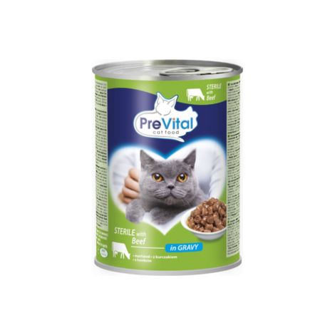 Prevital Sterile – Mit Rindfleisch in Soße – Alleinfuttermittel für ausgewachsene Katzen – 24 x 415 g