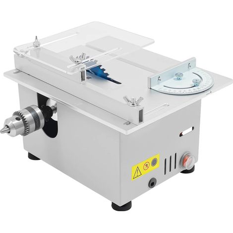 Mini scie à table, puissance de 96W, profondeur réglable de 0,06 à 0,39 pouces, angle réglable de 0 à 180°, vitesse de 4000 à 9000 RPM, adaptée pour le travail du bois et le bricolage (1/5)