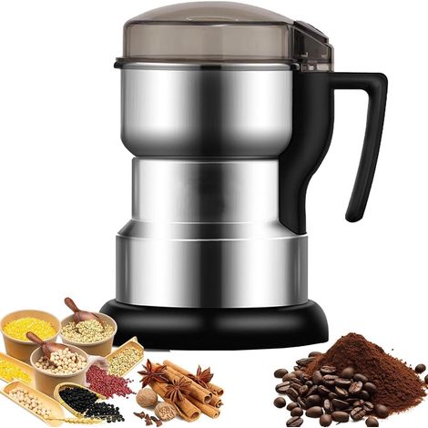 1 Moulin à épices, 400 W, Acier Inoxydable, Broyeur Sec, Grande Vitesse, Café Herbes Noix