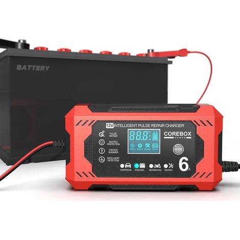 Chargeur de batterie de voiture, chargeur d'entretien intelligent 12 V 6 A avec désulfatation et compensation de température (1/5)