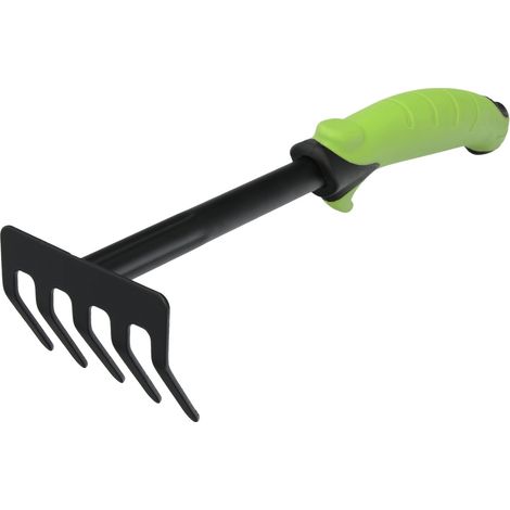 Rastrello da giardino a una mano in acciaio con impugnatura ergonomica in TPR (1/5)