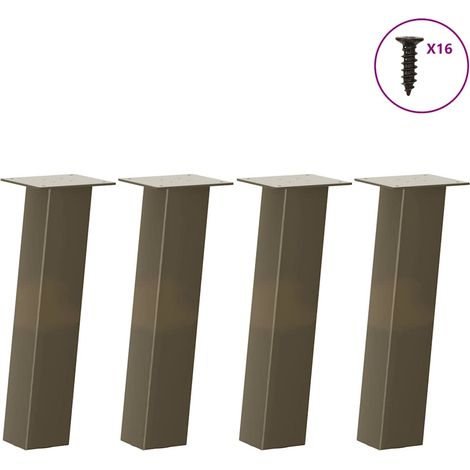 Lot de 4 pieds de table basse pratiques 30 cm en acier thermolaqué acier naturel